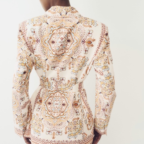 Zara limited edition linen printed blazer - Picture 4 of 8